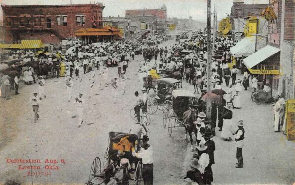 Lawton Oklahoma Celebration Aug 6th Parade Scene Vintage Postcard AA88644