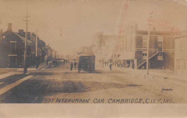Cambridge City Indiana Interurban Car Trolley Real Photo Postcard AA88652