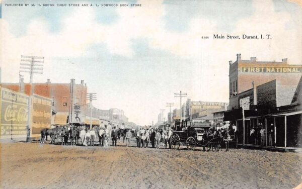 Durant Indian Territory Oklahoma Main Street Coke Sign Vintage Postcard AA88655