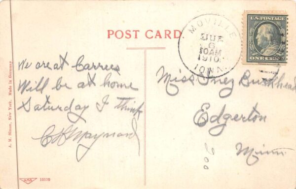 Moville Iowa Depot Train Station Vintage Postcard AA88667 - Image 2