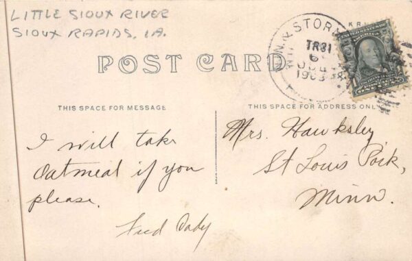 Sioux Rapids Iowa Little Sioux River Real Photo Vintage Postcard AA88792 - Image 2