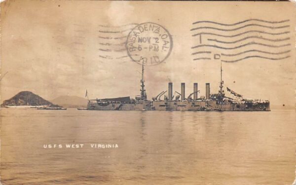 USFS West Virginia Navy Battleship Military Real Photo Postcard AA88807