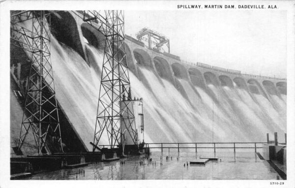 Dadeville Alabama Martin Dam Spillway Vintage Postcard AA88823