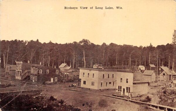 Long Lake Wisconsin Birds Eye View Vintage Postcard AA88826