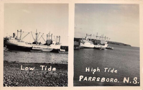 Parrsboro Nova Scotia Canada Low Tide and High Tide Ship Real Photo PC AA88853