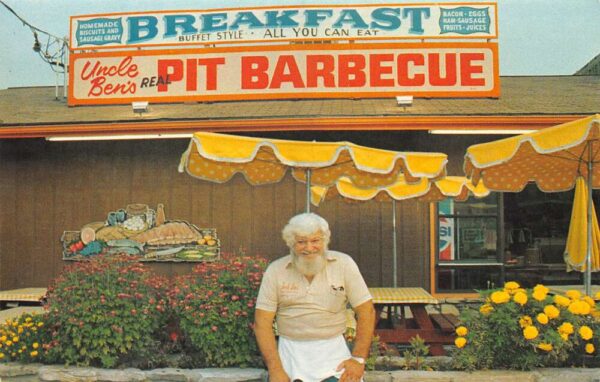Cherokee North Carolina Uncle Ben's Real Pit Barbecue, Chrome, Vintage PC U20757