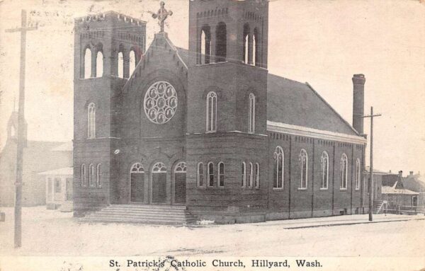 Hillyard Washington St. Patrick's Catholic Church, B/W Lithograph PC U20763