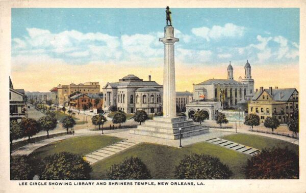 New Orleans Louisiana Lee Circle, Shrines Temple & Library, PC U20764