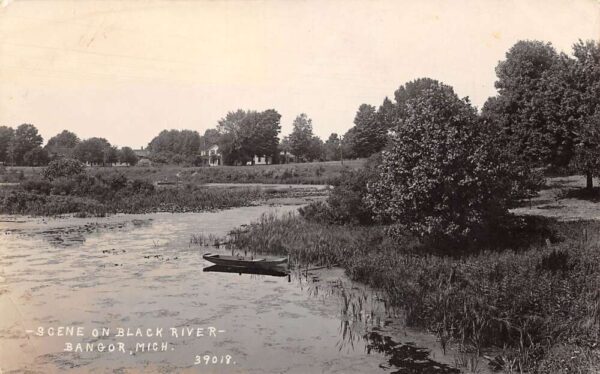 Bangor Michigan Scene On Black River, Real Photo, Vintage Postcard U20770