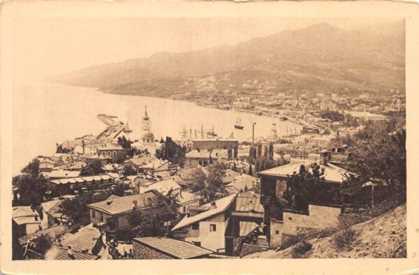 Yalta Crimea Ukraine Russia Birds Eye View Towards Waterfront Postcard AA88880