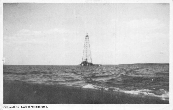 Lake Texoma Texas Oklahoma Oil Well Scenic View Vintage Postcard AA88891