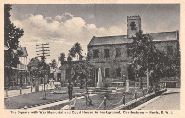 Charlestown BWI British West Indies War Memorial Court House Postcard AA88895