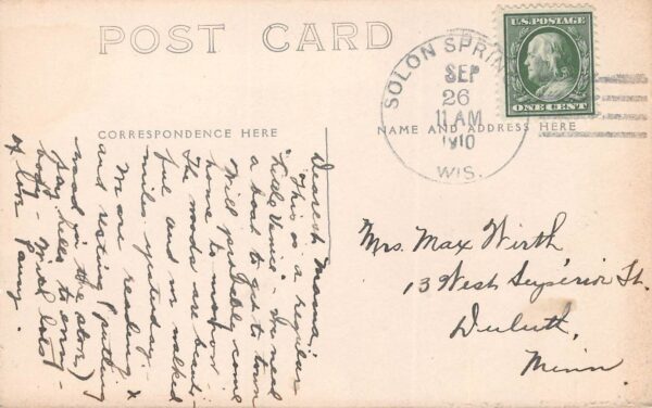 Solon Springs Wisconsin On The Lake, Real Photo, Vintage Postcard U20887 - Image 2