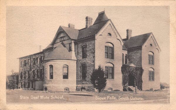 Sioux Falls South Dakota State Deaf Mute School, B/W Lithograph, PC U20894