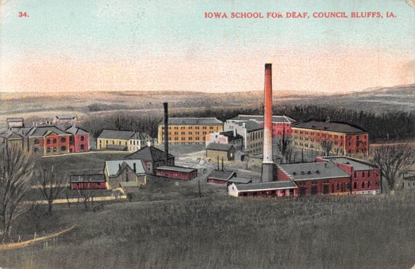 Council Bluffs Iowa Iowa School For The Deaf, Color Lithograph, Postcard U20895