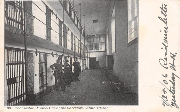 Thomaston Maine State Prison, Corridor View, Undivided Back, Vintage PC U20920