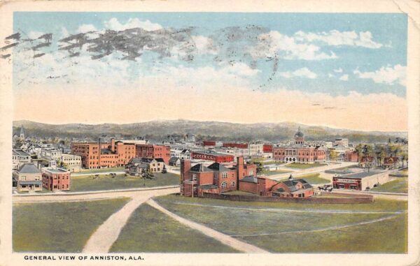 Anniston Alabama General View Of Anniston, White Border, Vintage Postcard U20931