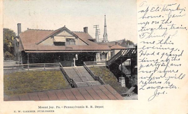 Mount Joy Pennsylvania Railroad Depot, Undivided Back, Vintage Postcard U20946