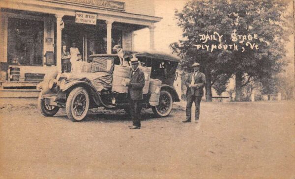Plymouth Vermont Post Office, B/W Lithograph, Vintage Postcard U20948