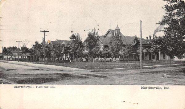 Martinsville Indiana Martinsville Sanitorium, B/W Lithograph, Vintage PC U20953