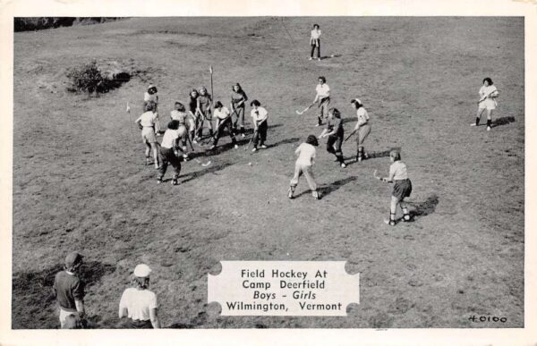 Wilmington Vermont Camp Deerfield, Field Hockey, B/W Chrome, Vintage PC U20954