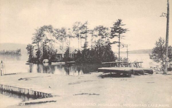 Moosehead Lake Maine Moosehead Highlands, B/W Lithograph, Vintage PC U20961