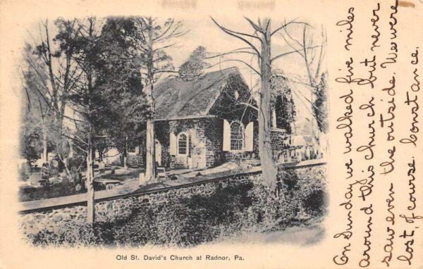 Radnor Pennsylvania Old St. David's Church, Undivided Back, Vintage PC U20965