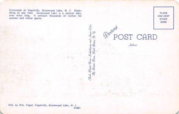 Greenwood Lake New Jersey Crossroads At Vogelville, Sandwich King, PC U21027 - Image 2