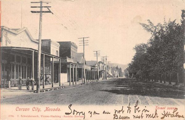 Carson City Nevada Business District Street Scene Vintage Postcard AA88986