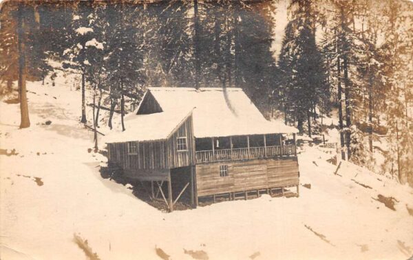 Lodi California Mountain Cabin Covered in Snow Real Photo Postcard AA88991