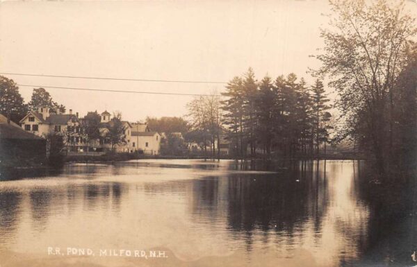 Milford New Hampshire RR Pond Scenic View Real Photo Postcard AA88997