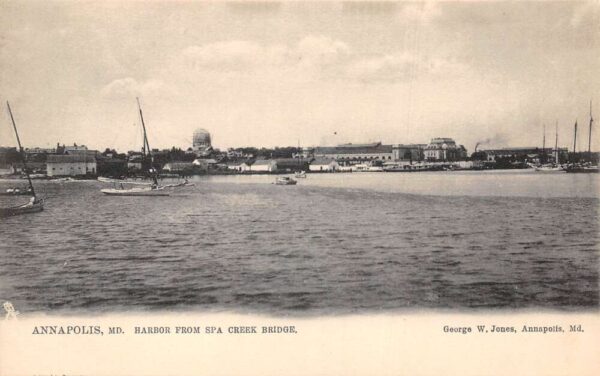 Annapolis Maryland Harbor View from Spa Creek Brdige Tuck Postcard AA89032