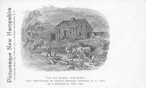Amherst New Hampshire Birthplace of Horace Greeley Private Mail PC AA89040