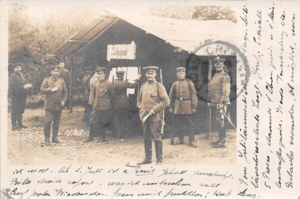 Germany German Soldiers by Cabin Military Real Photo Vintage Postcard AA89054