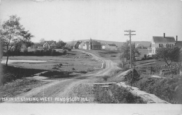 Penobscot Maine Main Street Looking West Real Photo Postcard AA89155
