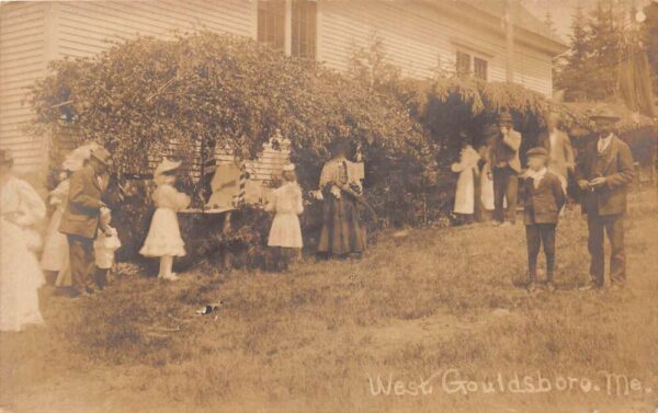 West Gouldsboro Maine Picnic at Dawn Hall Real Photo Vintage Postcard AA89163