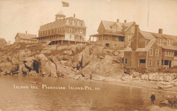 Monhegan Island Maine Island Inn Real Photo Vintage Postcard AA89183