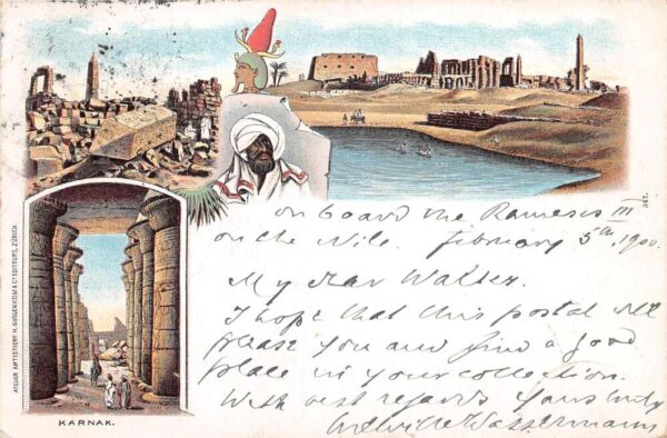 Luxor Egypt Karnak Temple Ruins Vintage Postcard AA89198