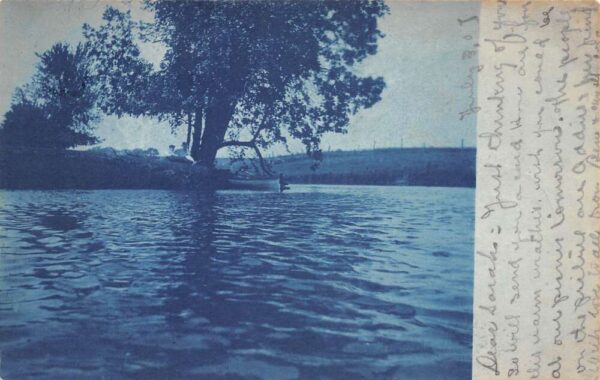 Stewartville Minnesota Canoeing Scenic View Blue Cyanotype Real Photo PC AA89206