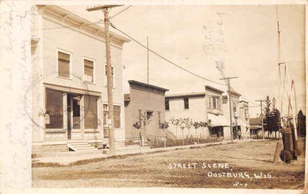 Oostburg Wisconsin Street Scene Real Photo Vintage Postcard AA89222