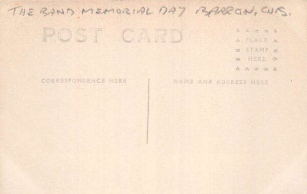 Barrow Wisconsin Memorial Day Band Real Photo Vintage Postcard AA89224 - Image 2