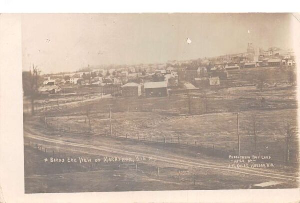 Marathon Wisconsin Birds Eye View Real Photo Vintage Postcard AA89227