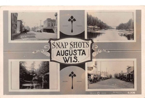 Augusta Wisconsin Main Street Multiview "Snap Shots" Real Photo Postcard AA89234