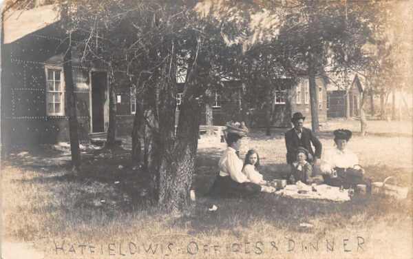 Hatfield Wisconsin Offices and Dinner Real Photo Vintage Postcard AA89235