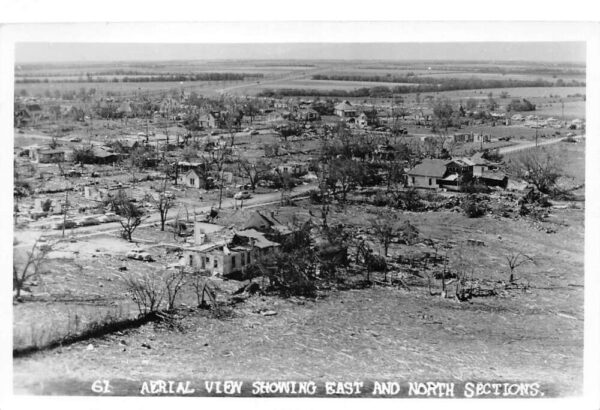 Udall Kansas 1955 Tornado Disaster Aerial View Real Photo Postcard AA89243