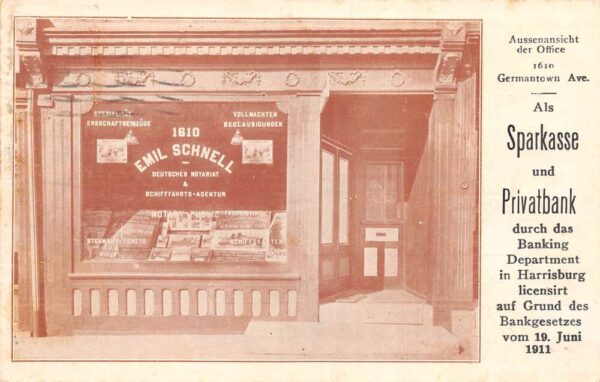 Philadelphia Pennsylvania German Notary and Bank Steamship Tickets PC AA89247