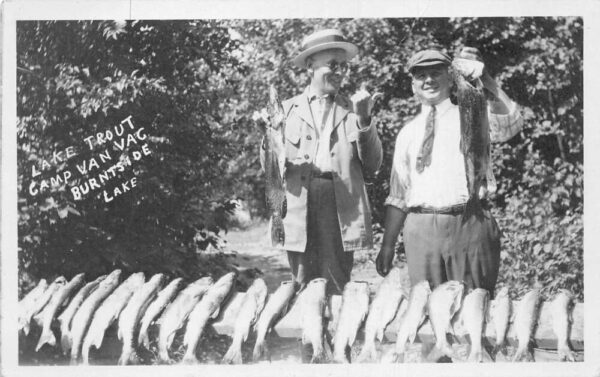 Ely Minnesota Camp Van Vac Burntside Lake Trout Fishing Real Photo PC AA89263