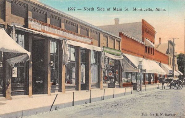 Monticello Minnesota Main Street North Side Cash Store Vintage Postcard AA89267