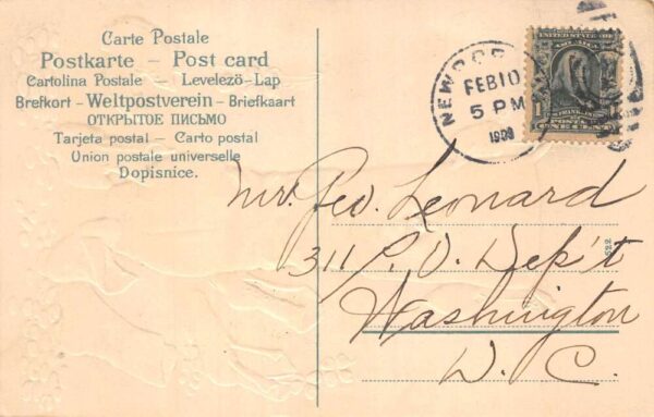Valentine Greetings Boot Faces and Gold Coins Lucky Symbols Postcard AA89270 - Image 2