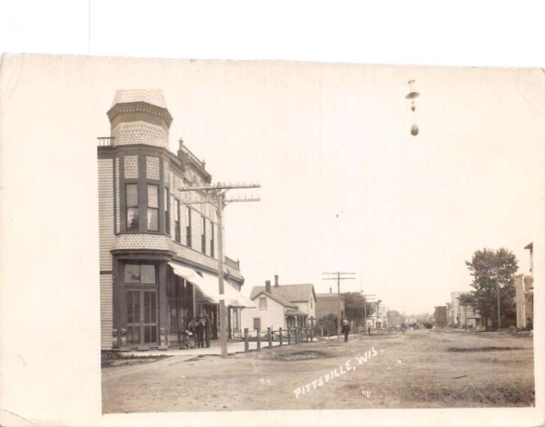 Pittsville Wisconsin Street Scene Business District Real Photo Postcard AA89432